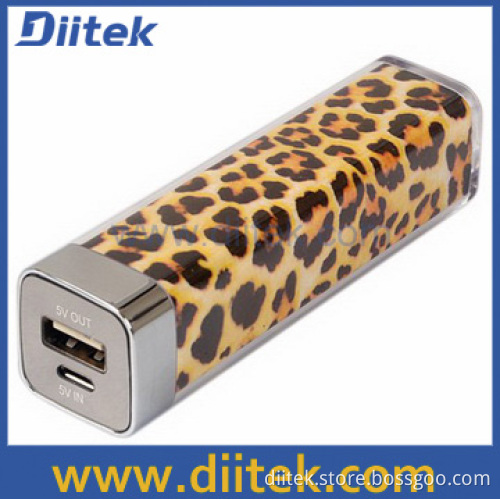 Lip Stick Power Bank with Leopard 2200 mAh
